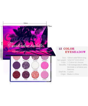 Eyeshadow Palette Matte and Shimmer Professional 12 Colors High Pigmented Eye Makeup Glitter Eye Shadow Powder Makeup Palette Pink-purple Long Lasting Waterproof Eye Shadow - Buy Online on GoSupps.com