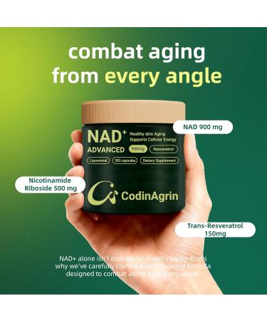 NAD+ Supplement with Resveratrol 900mg Nicotinamide Adenine Dinucleotide Complex for Cellular Energy Repair Anti-Aging & Mental Clarity Support Non-GMO Vegetarian Friendly 100 Capsules 100 Count (Pack of 1) - Buy Online on GoSupps.com