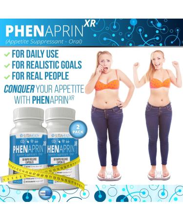 PhenAprin XR Maximum Strength Appetite Suppressant - 2-Pack Diet Pills for Weight Loss Boost Metabolism - 120 Blue/White Capsules for Men & Women - Buy Online on GoSupps.com