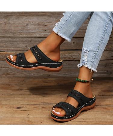 Lausiuoe Women's Orthotic Arch Support Walking Sandals - Size 8.5 Black - Buy Online on GoSupps.com