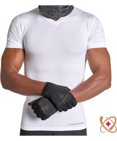 Tommie Copper Core Compression Infrared Full Finger Gloves - Non-Slip Touchscreen Compatible Warming Gloves for Stiffness, Small - Buy Online on GoSupps.com