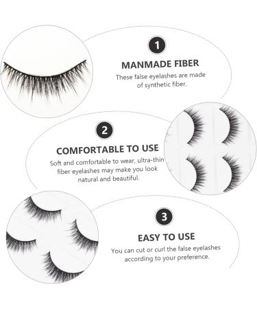 FRCOLOR 5 Pairs Short False Eyelashes Hair Eyelashes Natural Look Eyelashes False Lashes Handmade Eyelashes Natural Eyelashes 3d Eyelashes Make up Extend Artificial Fiber 6d 3.3x1.1x0.5cm Black - Buy Online on GoSupps.com