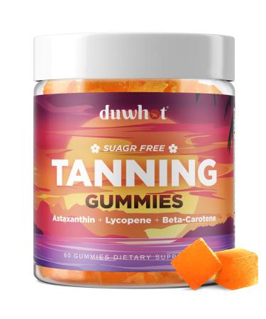 duwhot Astaxanthin Gummies Sugar Free Astaxanthin for Women & Men Tanning Support Enhanced with Lycopene & Beta Carotene Vegan Orange Flavor 60 Chewables