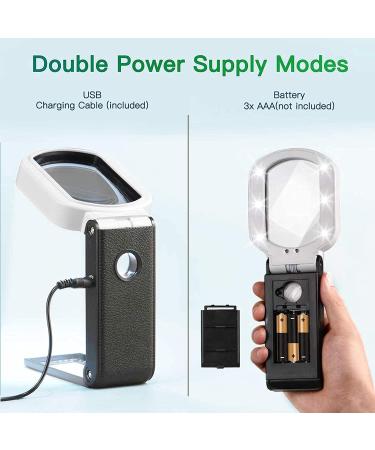 Harrianna Magnifying Glass with Light and Stand 10x 20x High Magnification Handheld and Standing 9 LED Illuminated Magnifier for Seniors Reading Inspection Coins Soldering Exploring Jewelry Hobbies & Crafts - Buy Online on GoSupps.com