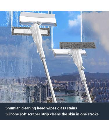 Spray Window Cleaning Kit with Sewage Collector and 3 Pads 4 in 1 Window Squeegee with Extension Pole Car Window Cleaner Tool for Indoor/Outdoor High Window - Buy Online on GoSupps.com