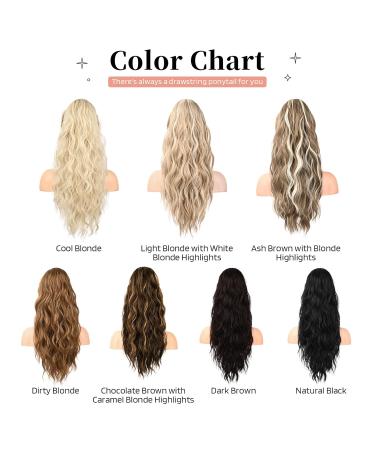 Flufymooz 56 cm Curly Ponytail Extension - Ash Brown with Blonde Reflexes | Hair Extensions for Women - Buy Online on GoSupps.com