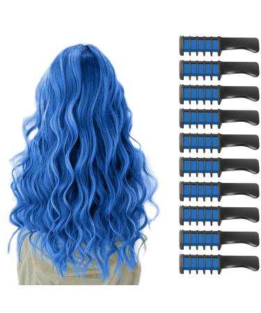 10 Pcs Hair Chalk for Kids Girls Gifts MSDADA Temporary Bright Hair Chalk Comb for Kids Girls Age 6 7 8 9 10-12+ Washable Coloured Hairspray for Birthday Children's Day Party Cosplay DIY(Blue)