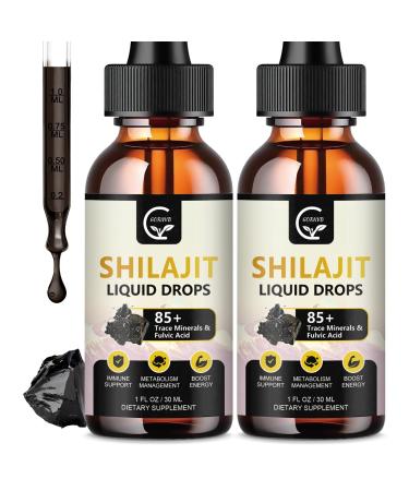 (2-Pack) High Potency Shilajit Pure Himalayan Organic Liquid Supplement Shilajit Resin Drop for Men & Women Max Potency 85+ Clean Trace Minerals & Fulvic Acid for Energy Metabolism & Immune Support