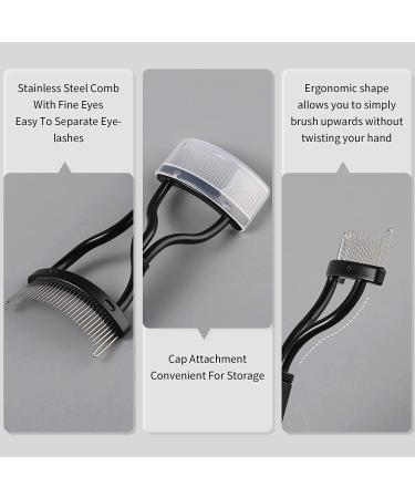 DUcare Eyelash Comb & Eyebrow Brush with Cover | Arc Designed Mascara Applicator and Definer - Black Folding Cosmetic Tool - Buy Online on GoSupps.com