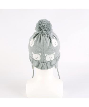LANGZHEN Toddler Winter Hat Earflap Knit Cap Fleece Lined Beanie 6-12 Months Light Grey-Bear - Buy Online on GoSupps.com