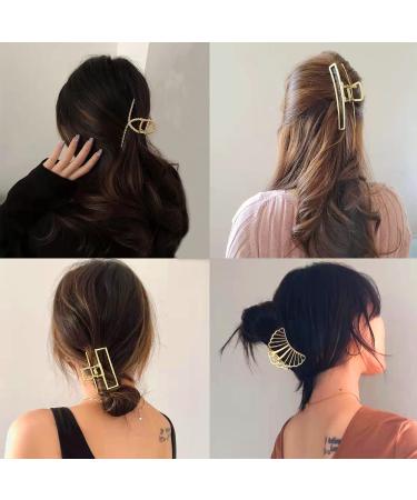 6 Pcs Large Gold Hair Clips for Women - Strong Hold Claw Clips for Thick & Thin Hair - Fashion Hair Accessories - Buy Online on GoSupps.com