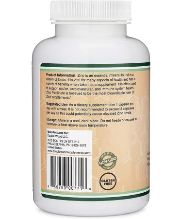 Zinc Picolinate 50mg 300 Capsules - Immune Support for Kids and Adults - Non-GMO, Gluten Free - Made in the USA - 300 Day Supply - Buy Online on GoSupps.com