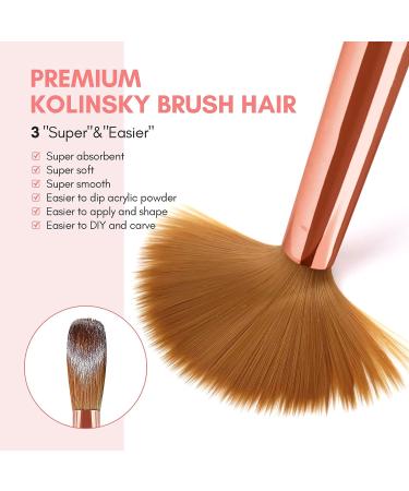 Saviland 3PCS Size 8/10/14 Kolinsky Acrylic Nail Brush Set | Pink Handle Professional Brushes for Nails Extension, 3D Nail Carving & Acrylic Application - Buy Online on GoSupps.com
