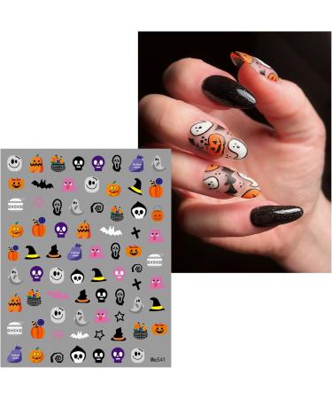 Halloween Nail Stickers 12 Sheets Self-Adhesive Nail Decal Pumpkin Cobweb Ghosts Nail Art Decoration Design Supplies - Buy Online on GoSupps.com