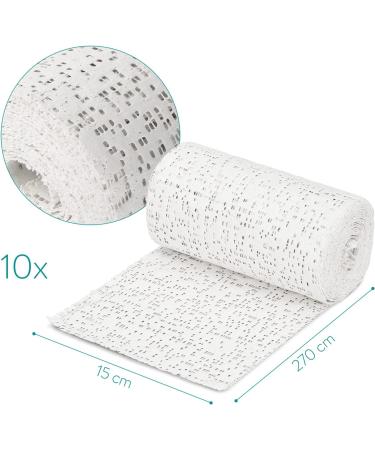 Navaris Plaster Cloth Rolls - Pack of 10 Gauze Bandages for Body Casts and Craft Projects - 6 x 118 White Wrap Strips - Buy Online on GoSupps.com