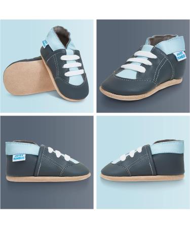 Soft Sole Leather Baby Shoes for Boys and Girls | Grey Trainers 0-6 Months - Buy Online on GoSupps.com