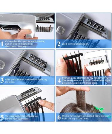 6D Hidden Hair Extensions 5-Pin Hair Extension Gun for Salons 30min Quick-operated Non-marking Hair Extension Tool with Remover Tool Fast Installation and Removal - Buy Online on GoSupps.com