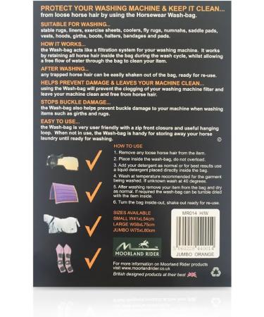 Horsewear Wash Bag Filters Horse Hair and Protects Washing Machines Jumbo Size Orange - Buy Online on GoSupps.com