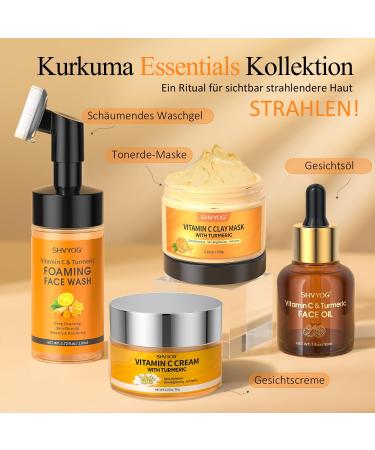  SHVYOG Vitamin C Turmeric facial cleansing foam cleansing foam for a radiant complexion reduces fine lines and wrinkles peeling facial cleansing Turmeric facial cleanser against dark spots - Buy Online on GoSupps.com