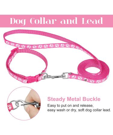 AKlamater 2 Pack Dog Collar and Lead Set Puppy Collar and Lead Set Quick Release Buckle Adjustable Paw Print Puppy Collar Soft Nylon Pet Collar for Puppy Small Medium Dogs - Buy Online on GoSupps.com
