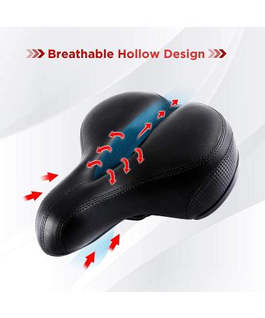 IPOW Comfort Bike Seat - Padded Memory Foam Saddle for Men & Women - Dual Shock Absorbing Balls - Universal Fit - Black - Buy Online on GoSupps.com