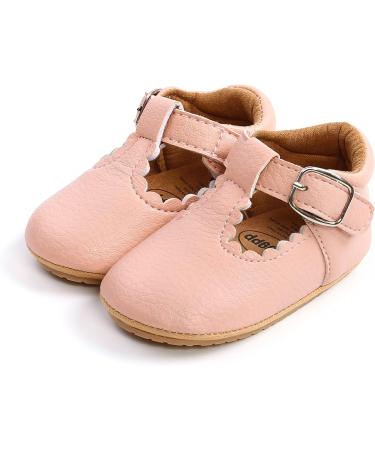 Baby Girl's First Walking Mary Jane Shoes | PU Leather Anti-Slip Princess Shoes for Infants 6-12 Months | Pink - Buy Online on GoSupps.com
