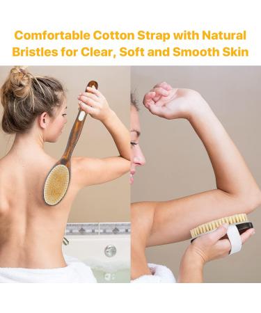 2 Set Back Bathing Brush with Long Stem - Natural Bristles Body Brush for Exfoliating Cellulite Reduction & Lymphatic Health - International Shipping - Buy Online on GoSupps.com