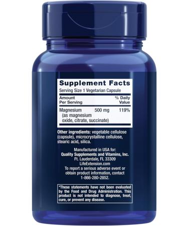 Life Extension L-Glutamine 500mg and Magnesium 500mg Capsules Bundle Amino Acid and Mineral Supplements 200 Vegetarian Capsules - Buy Online on GoSupps.com