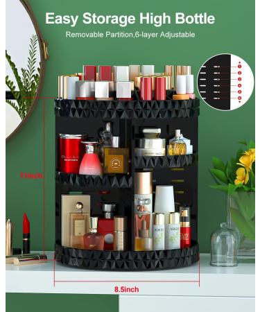 Famitree 360 Makeup Organizer | Acrylic 6-Layer Cosmetics & Skincare Storage | Perfume Organizer for Dressing Table & Bathroom - Black - Buy Online on GoSupps.com