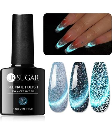 UR SUGAR Reflective Glitter Cat Magnetic Eye Gel Nail Polish Set - Blue Sparkling Shimmery Diamond UV Gel Varnish for Women - Buy Online on GoSupps.com