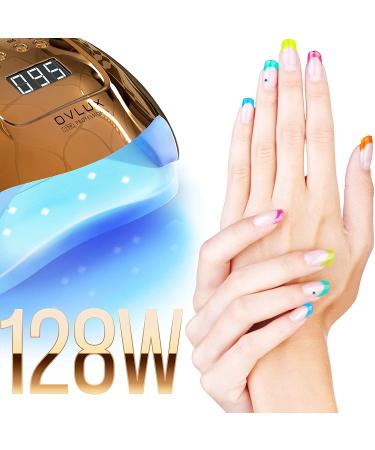 OVLUX 128W UV LED Nail Lamp - Rapid-Curing Gel Nails Dryer for Manicures/Pedicures - Dual-Voltage - Extra-Long Cable - Professional Gel Lamp for Homes/Salons - Gold - Buy Online on GoSupps.com