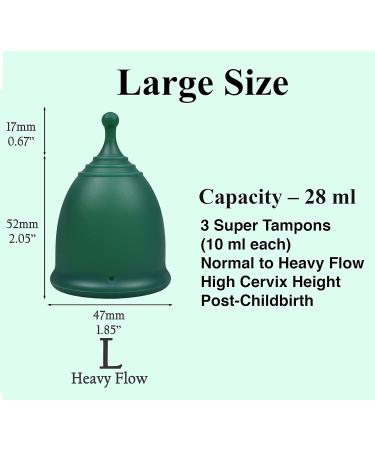 SHORDY Reusable Menstrual Cup Set of 2 (Large) - Soft Silicone Safe Heavy Flow Alternative Eco-Friendly Feminine Hygiene Solution (Green) - Buy Online on GoSupps.com