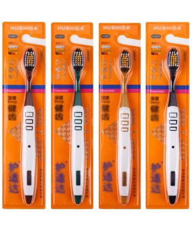 Zumaha loose toothbrush with medium-hard bristles hand toothbrush with ergonomic handle design 4-pack travel toothbrush for men and women clean