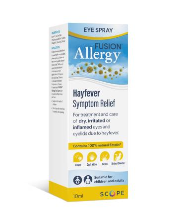 Fusion Allergy Eye Spray with 100% Natural Ectoin - Hydrating Drug Free Treatment for Hay Fever Symptoms and Dry Irritated Eyes - Suitable for Sensitive Eyes (10 ml - 220 doses)