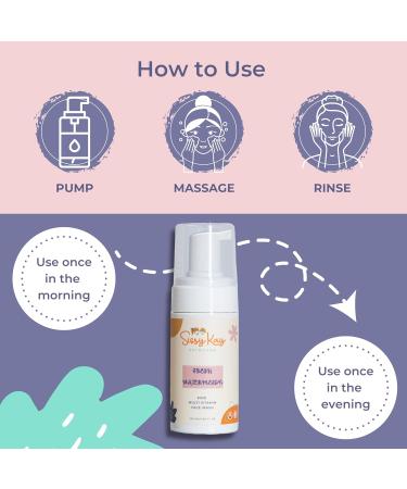 Kids Foaming Face Wash - Gentle Natural Cleanser with Vitamin C & E - Tear-Free Sensitive Skin Care for Girls & Boys - Watermelon 100ml - Buy Online on GoSupps.com