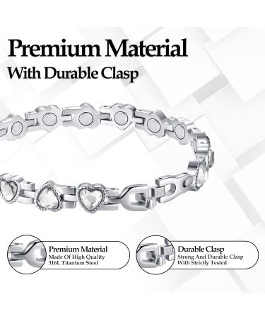 Buy JECANORI Magnetic Bracelet for Women - Stylish Titanium Steel with Glittering Heart & Zirconia - Includes Removal Tools & Gift Box - Buy Online on GoSupps.com