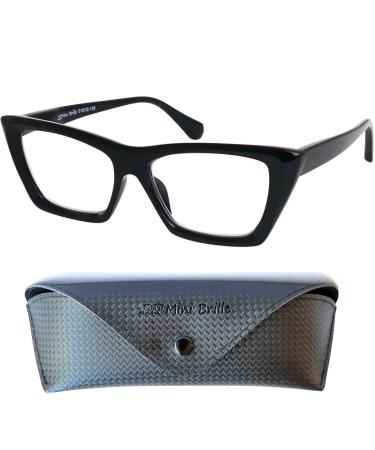 Mini glasses vintage chunky reading glasses thick frame free case oversize cateye plastic glasses frame with spring hinge reading aid women Cateye 1.5 dioptria