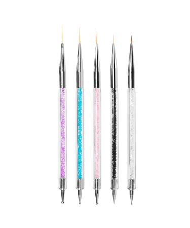 Nail Art Brushes Set 5PCS Double-End Nail Design Brushes Dotting Pen Liner  Brush for Nails Gel Polish Painting Nail Salon Home DIY Nails – Makartt