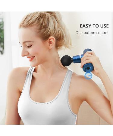 Comfier Mini Massage Gun for Athletes - Lightweight Deep Tissue Massager with 4 Heads, USB Charging - Quiet & Anti-Slip Design - Blue - Buy Online on GoSupps.com