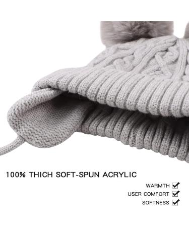 XIAOHAWANG Warm Kids Beanie | Winter Knitted Baby Hat for Boys Girls | Infant Toddler Toque with Pompom | Gray - Buy Online on GoSupps.com