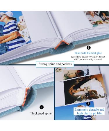 Buy Linen Photo Album 10x15 for 300 Photos | Perfect for Baby Wedding & Family Memories - Cyan-Blue - Buy Online on GoSupps.com