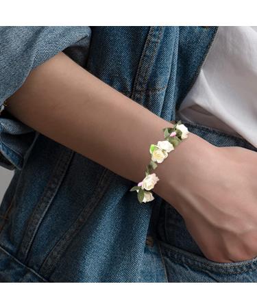 Boho Flower Headband Set - Festival & Wedding Accessories for Women & Girls (White & Pink) - Buy Online on GoSupps.com