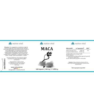 Buy MACA BLACK - 25:1 12 500mg MACA Powder - 180 Vegan Capsules - German Quality & Lab Tested - International Shipping Available - Buy Online on GoSupps.com