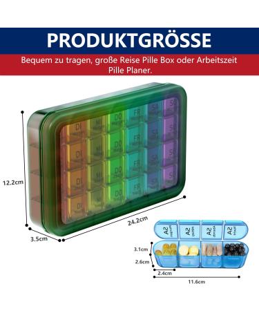 Doruimi 7-Day Tablet Box - Weekly Pill Organizer with Large Compartments & Easy Open Design for Kids & Seniors - Olive Green - Buy Online on GoSupps.com