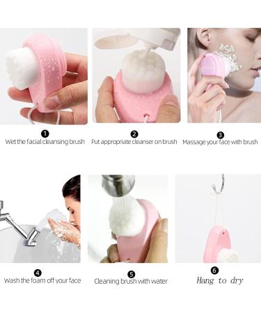 3Pcs Upgraded 2-in-1 Facial Cleansing Brush Set for Cleansing and Exfoliating - Pink, Green, White - Buy Online on GoSupps.com