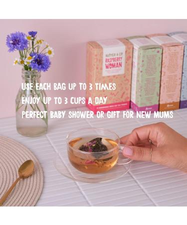 Red Raspberry Leaf Tea Pregnancy Preconception PMS | Natural Biodegradable Baby Shower Pamper Kit | Nipper & Co (14 Reusable Bags 42 Cups) - Buy Online on GoSupps.com