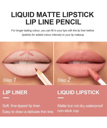 2PCS Long Lasting Waterproof Lip Liner and Lipstick Set - Highly Pigmented Lip Makeup Kit for Daily & Holiday Gifts (09) - Buy Online on GoSupps.com