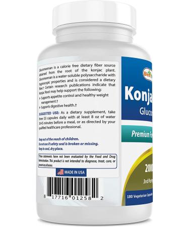 2 Pack Best Naturals Konjac Glucomannan Root 2000mg - 180 Veg Capsules - Buy Online on GoSupps.com