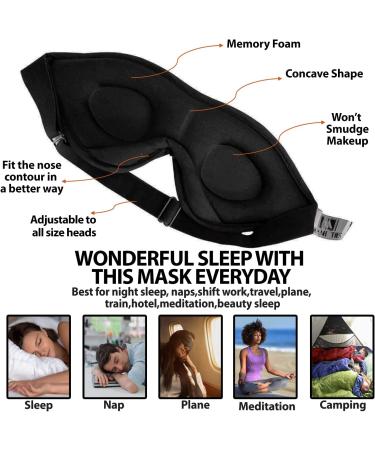 Luxury Sleep Eye Mask for Men & Women - Black Concave Molded Night Sleep Mask - Comfortable Cover for Travel, Yoga, Nap - 3D Contoured Cup Sleeping Mask & Blindfold - Buy Online on GoSupps.com