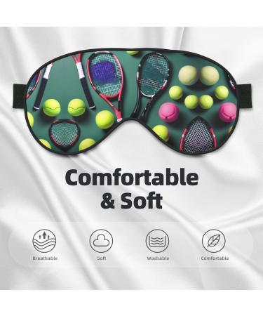 Funny Tennis Racquets & Balls Sleep Mask - Double-Sided Unisex Eye Mask for Sound Sleep & Skin Care - Buy Online on GoSupps.com